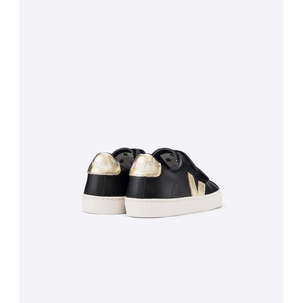 Veja ESPLAR LEATHER Kids' Sneakers Black/Gold | CA 812UZG